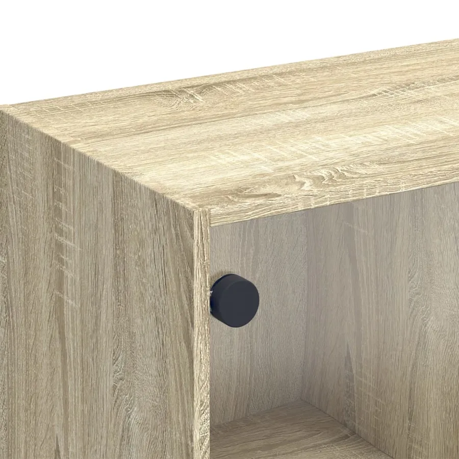 Meuble TV avec portes en verre chêne sonoma 102x37x42 cm - 9