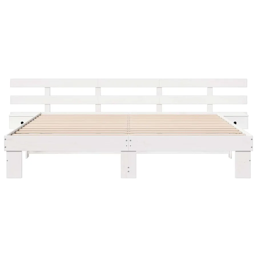 Cadre de lit avec tête de lit Blanc 200 x 200 cm Pin massif - 5
