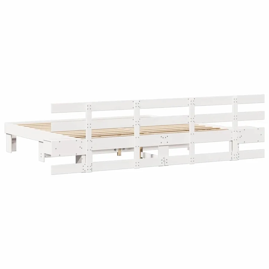 Cadre de lit avec tête de lit Blanc 200 x 200 cm Pin massif - 7