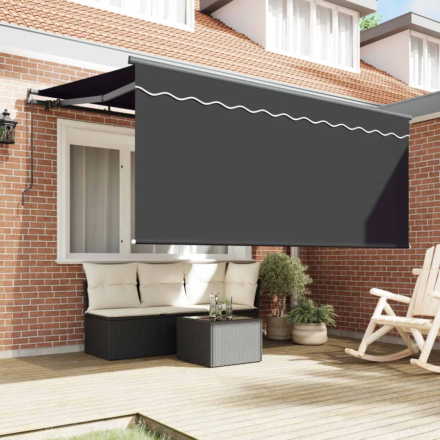 Auvent Rétractable Rayé Anthracite 300 x 200 cm tissu - 3
