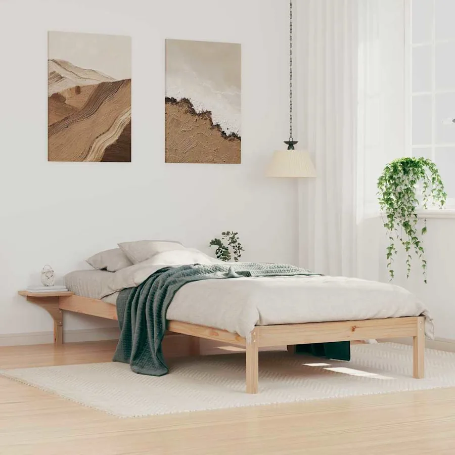 Cadre de lit avec tables de chevet Naturel 100 x 210 cm