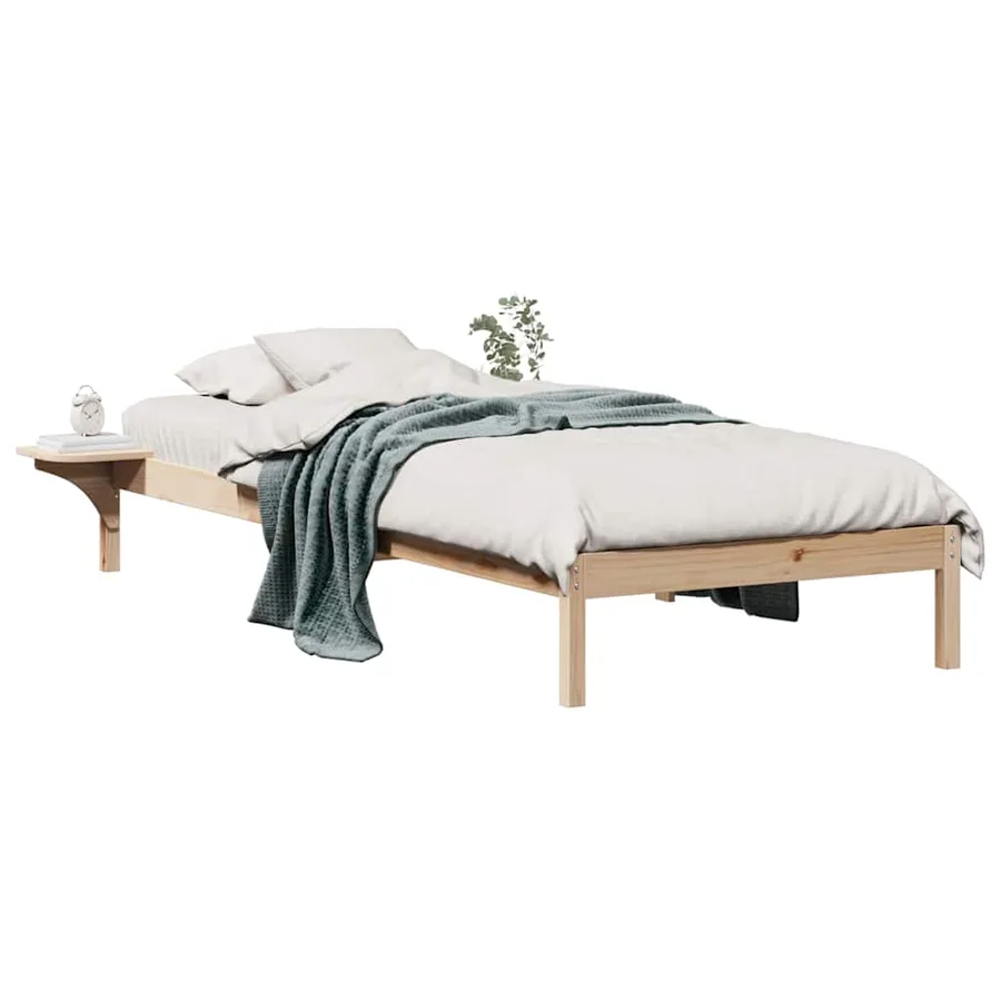 Cadre de lit avec tables de chevet Naturel 100 x 210 cm - 3