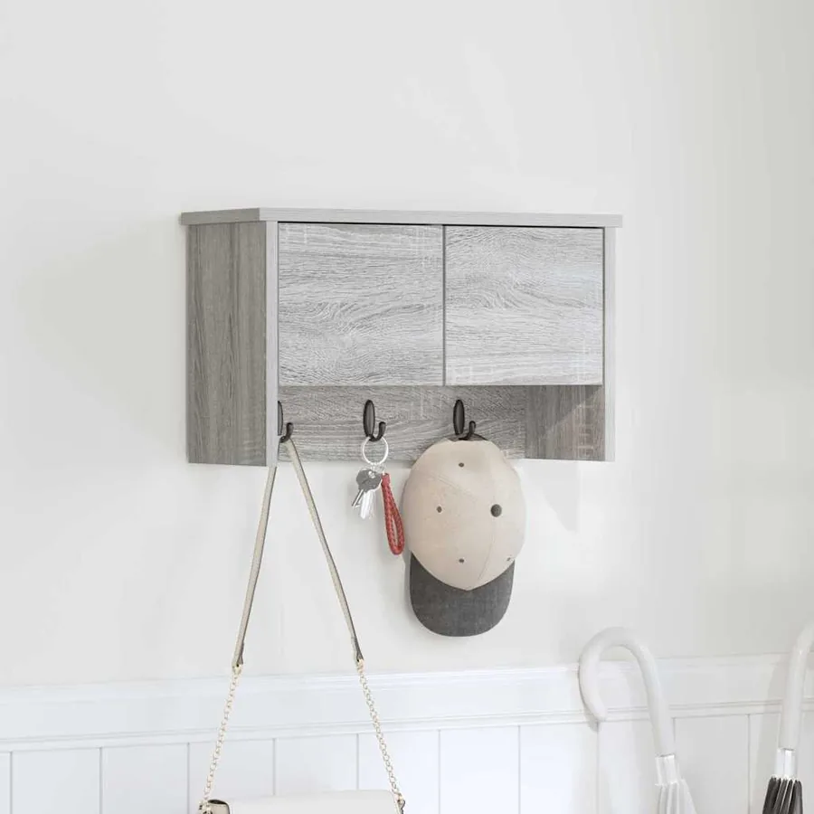Porte-manteau mural avec étagère Gris Sonoma 50 x 20 x 30 cm