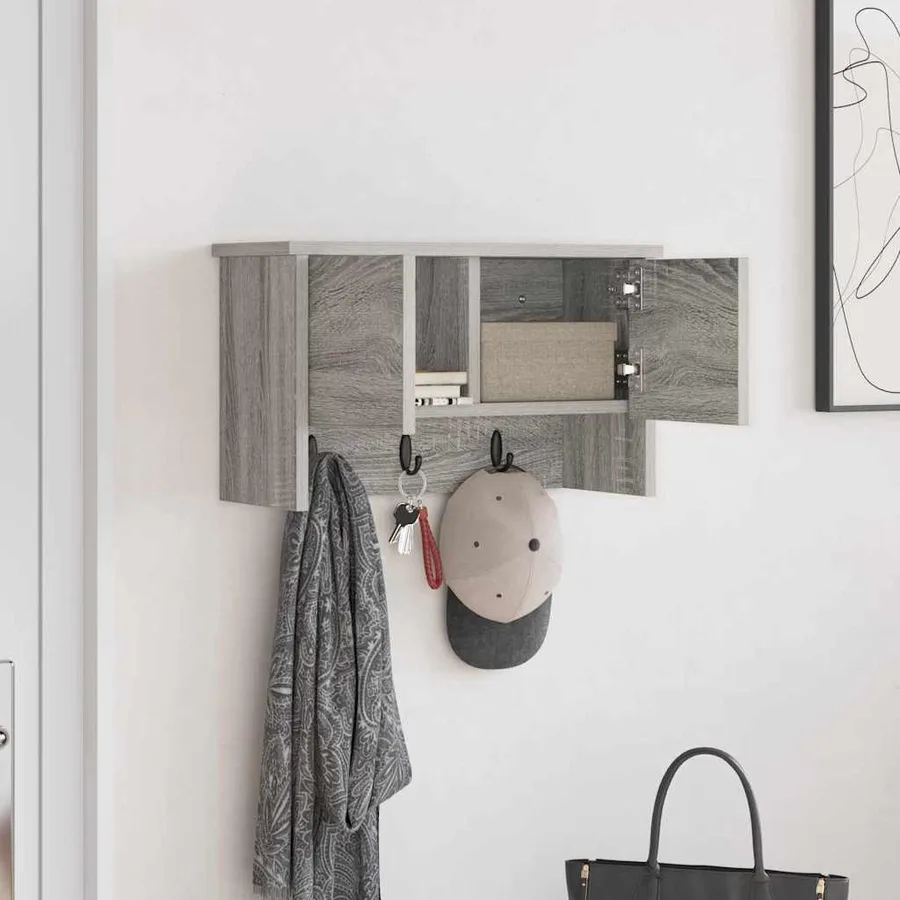 Porte-manteau mural avec étagère Gris Sonoma 50 x 20 x 30 cm - 4