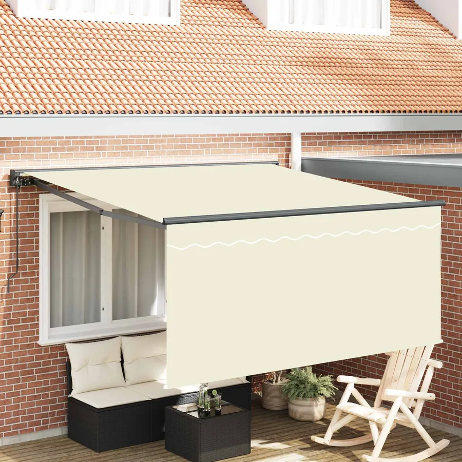 Auvent Rétractable Crème 300 x 250 cm Polyester et Aluminium