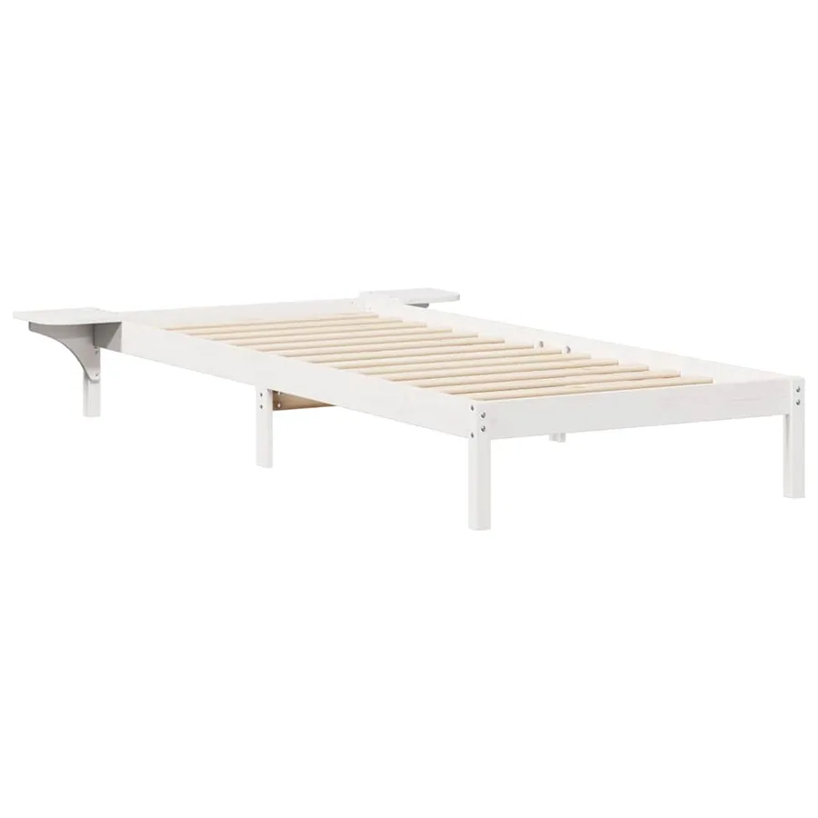 Cadre de lit avec tables de chevet Blanc 90 x 210 cm Pin massif - 2