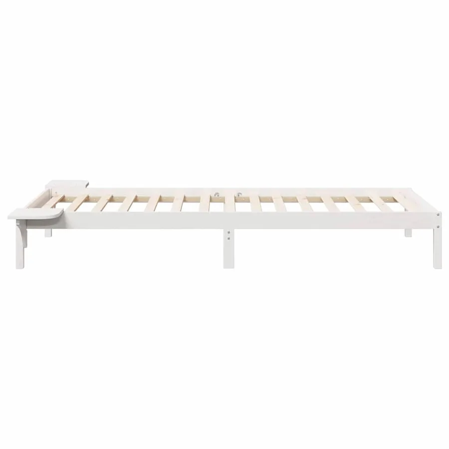 Cadre de lit avec tables de chevet Blanc 90 x 210 cm Pin massif - 6