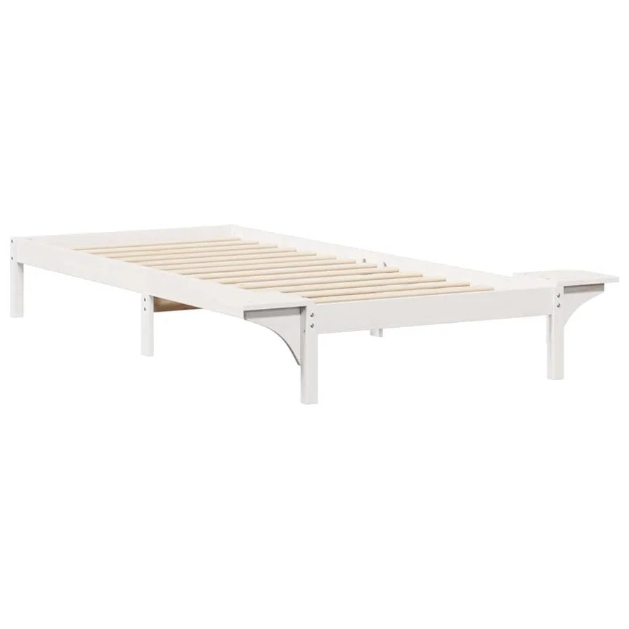 Cadre de lit avec tables de chevet Blanc 90 x 210 cm Pin massif - 7