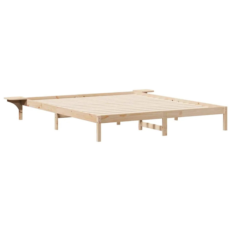 Cadre de lit avec tables de chevet Naturel 200 x 210 cm - 2