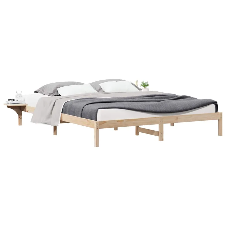 Cadre de lit avec tables de chevet Naturel 200 x 210 cm - 3