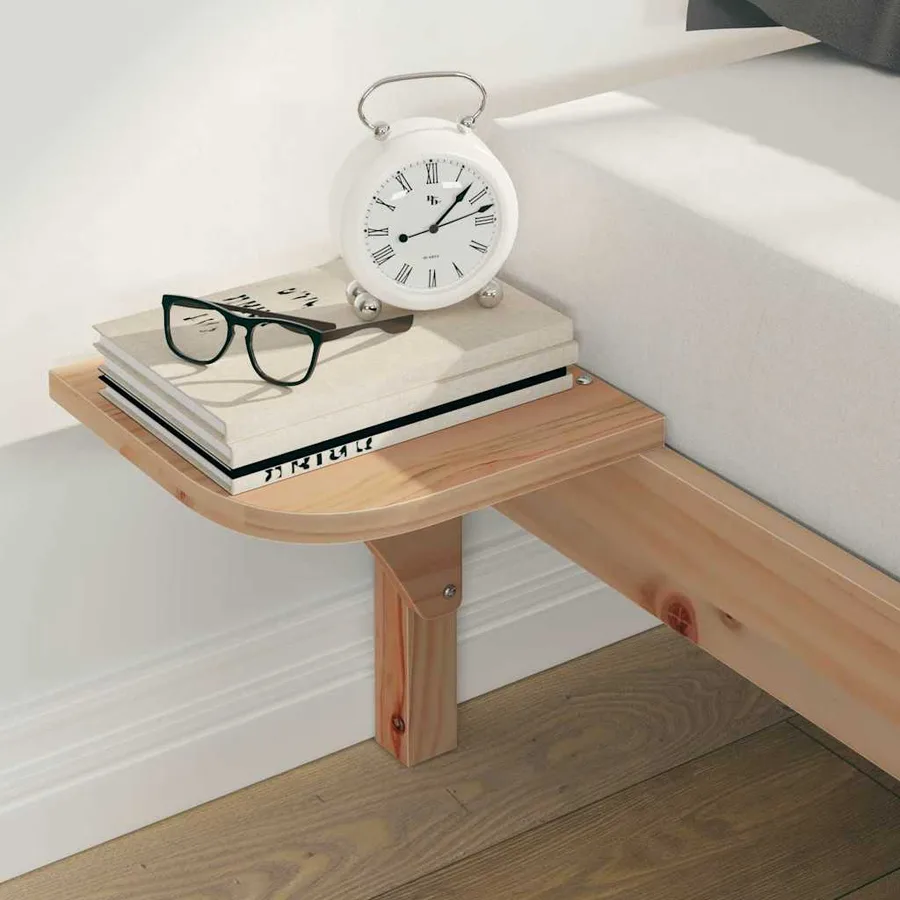 Cadre de lit avec tables de chevet Naturel 200 x 210 cm - 4