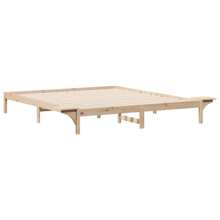 Cadre de lit avec tables de chevet Naturel 200 x 210 cm - 7