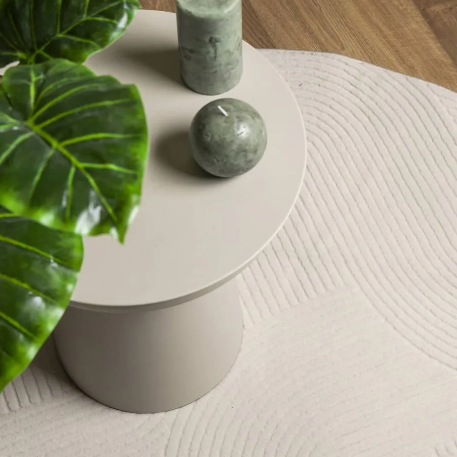 Tapis IZA poils courts style scandinave crème Ø 80 cm - 7