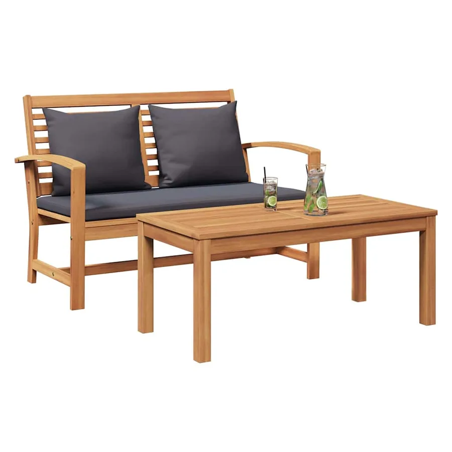 banc Brun et gris foncé 110 x 66 x 76 cm Bois de teck massif - 3