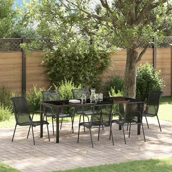 Ensemble de salle à manger pour jardin 7 pcs Noir