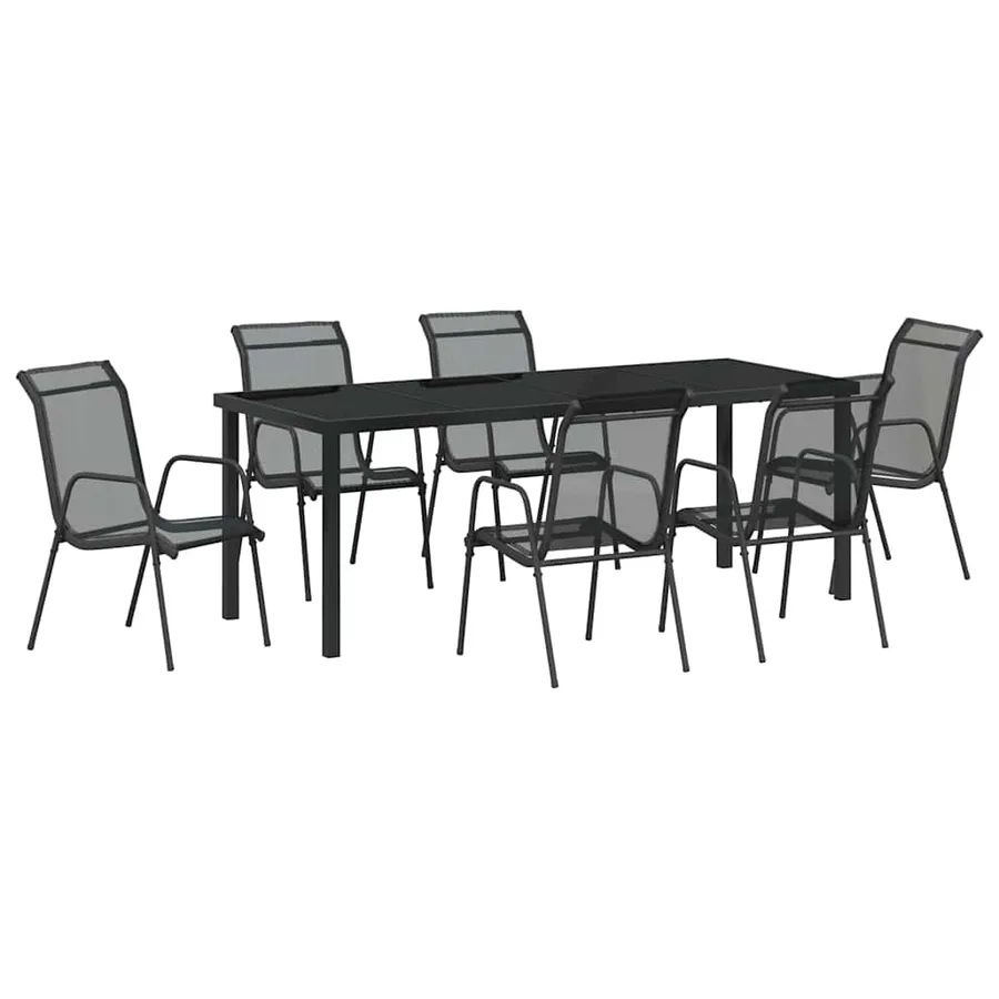 Ensemble de salle à manger pour jardin 7 pcs Noir - 2