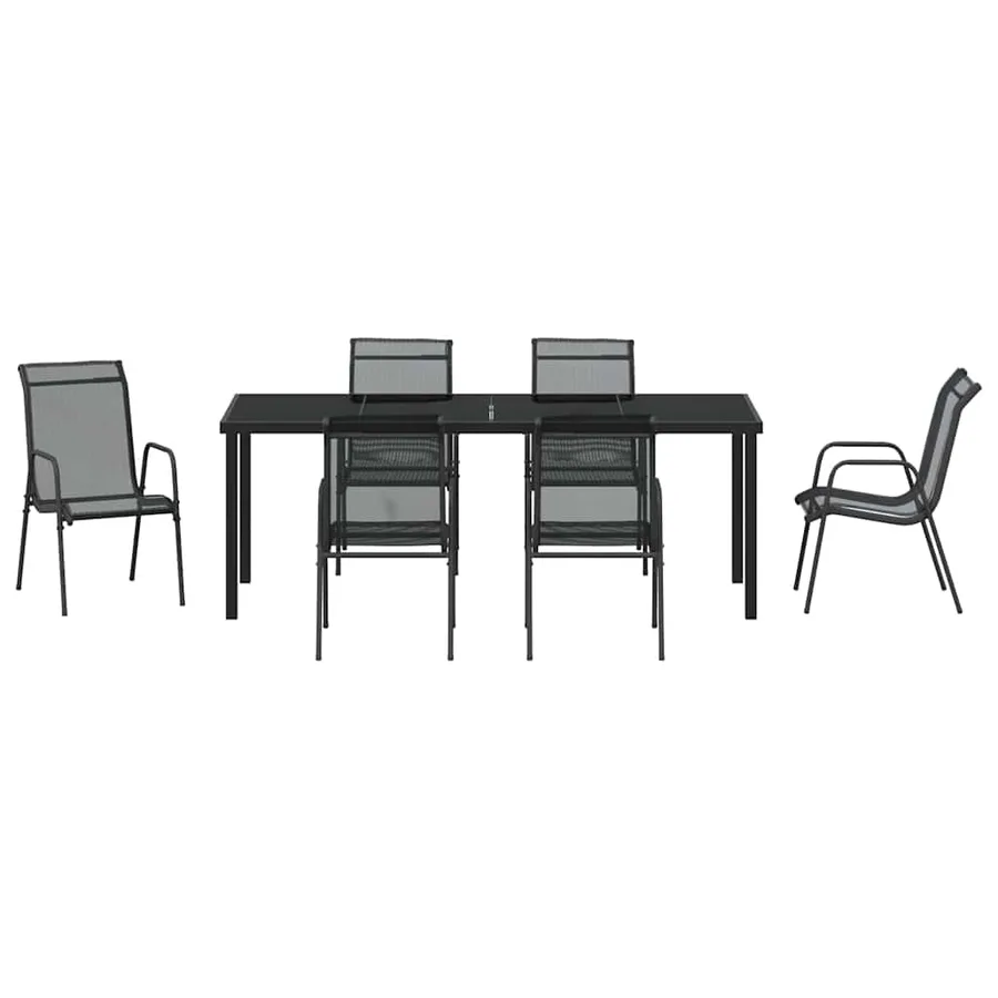 Ensemble de salle à manger pour jardin 7 pcs Noir - 7