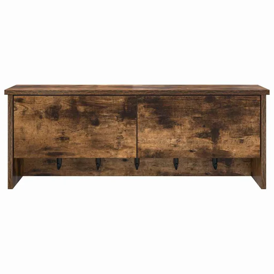 Porte-manteau mural avec étagère Chêne fumé 80 x 20 x 30 cm - 6