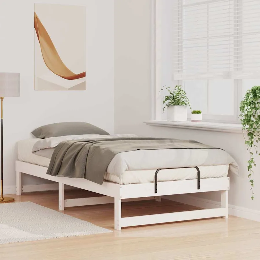 Cadre de lit Blanc 90 x 200 cm Pin massif - 3