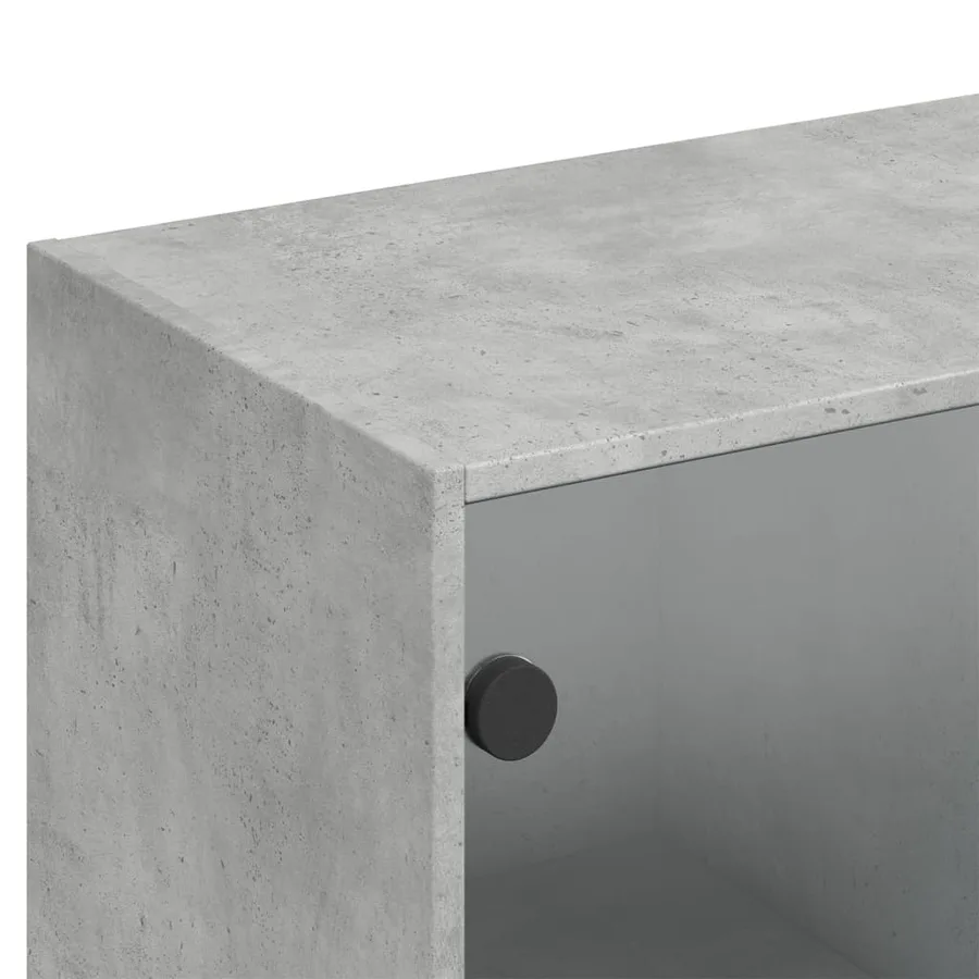 Bibliothèque avec portes gris béton 136x37x142 cm - 10