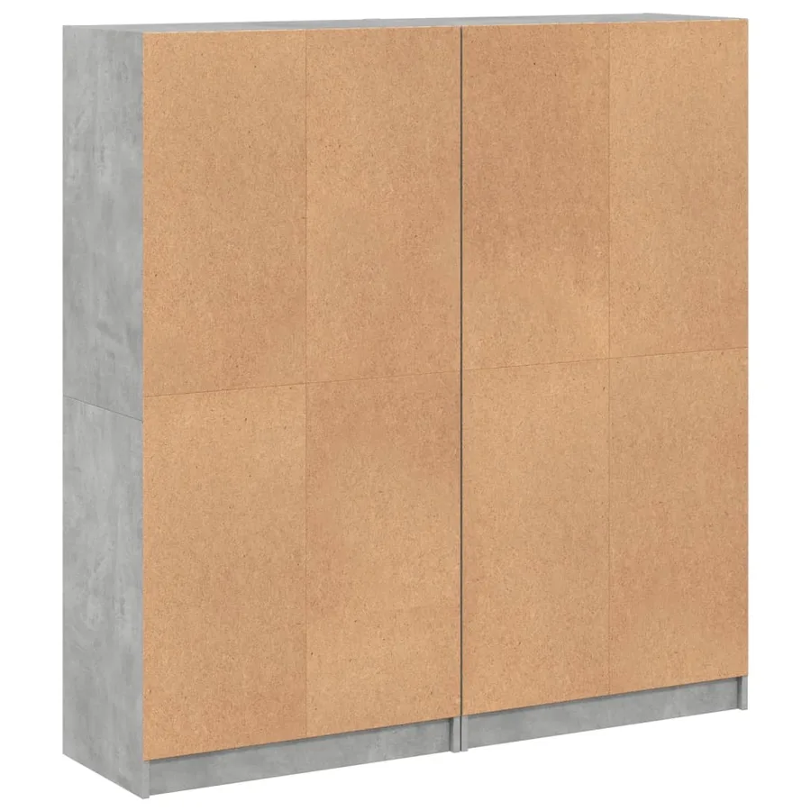 Bibliothèque avec portes gris béton 136x37x142 cm - 9