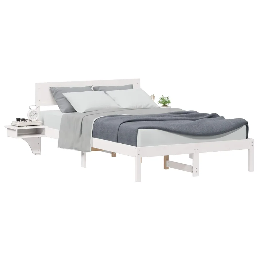 Cadre de lit avec tête de lit Blanc 135 x 190 cm Pin massif - 2