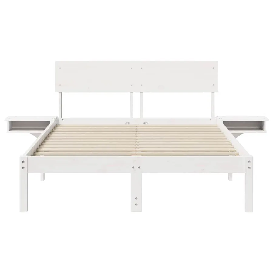 Cadre de lit avec tête de lit Blanc 135 x 190 cm Pin massif - 5