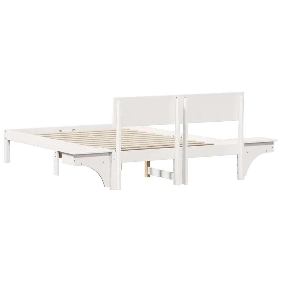 Cadre de lit avec tête de lit Blanc 135 x 190 cm Pin massif - 7