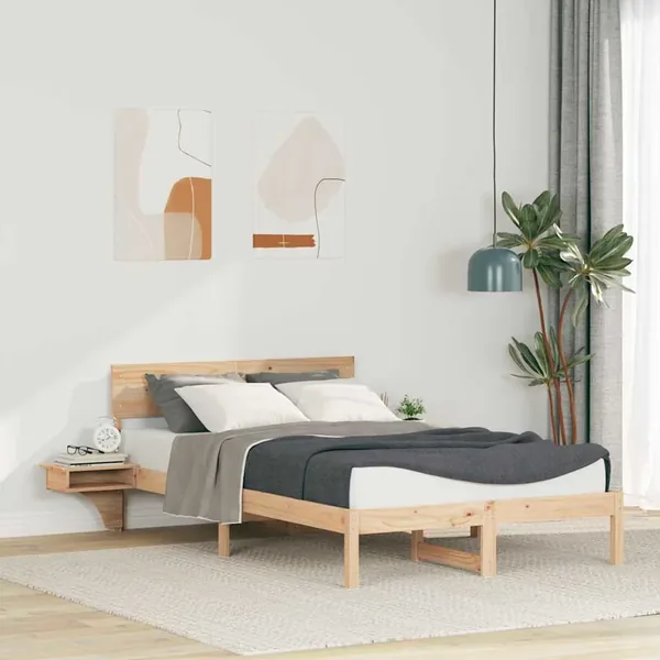 Cadre de lit avec tête de lit Marron 120 x 190 cm Pin massif