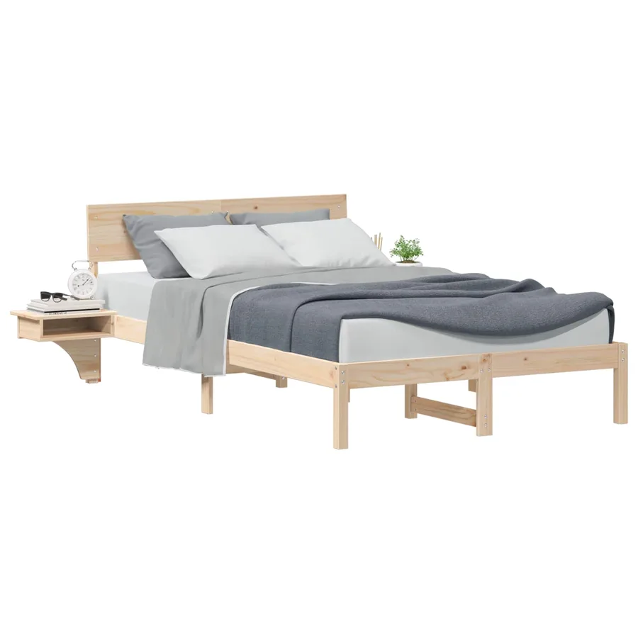 Cadre de lit avec tête de lit Marron 120 x 190 cm Pin massif - 2