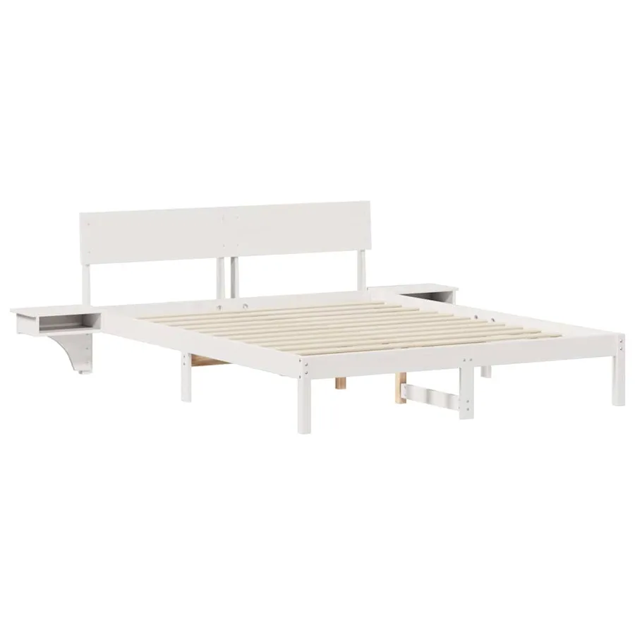 Cadre de lit avec tête de lit Blanc 150 x 200 cm Pin massif - 4