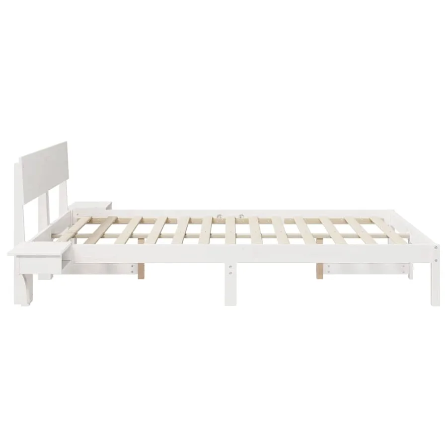 Cadre de lit avec tête de lit Blanc 150 x 200 cm Pin massif - 6
