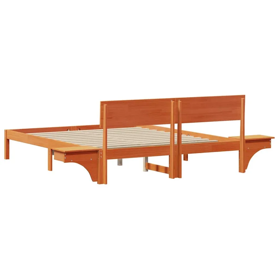 Cadre de lit avec tête de lit Brun cire 160 x 200 cm Pin massif - 7
