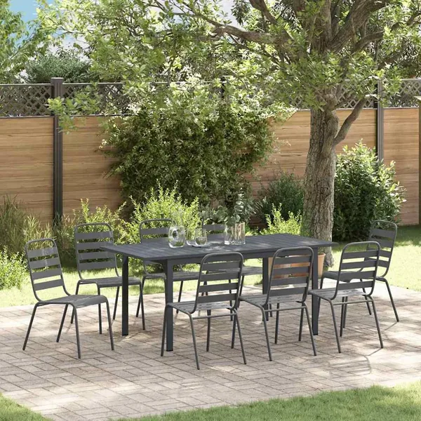 Ensemble de salle à manger pour jardin 9 pcs Anthracite