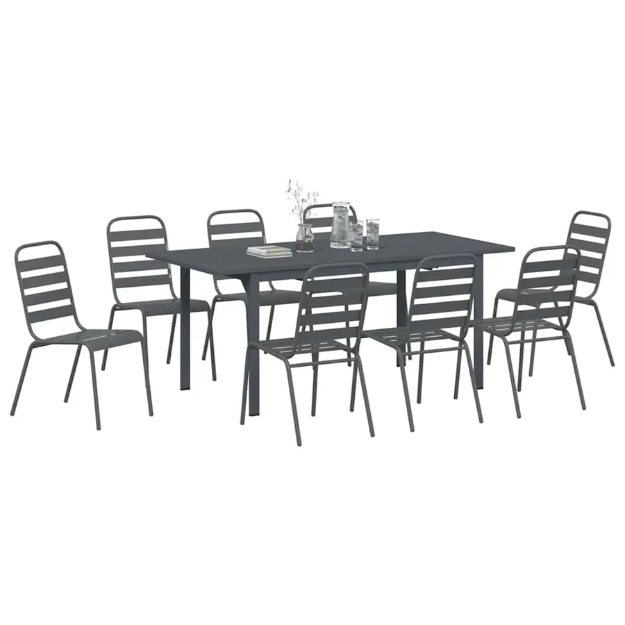 Ensemble de salle à manger pour jardin 9 pcs Anthracite - 3