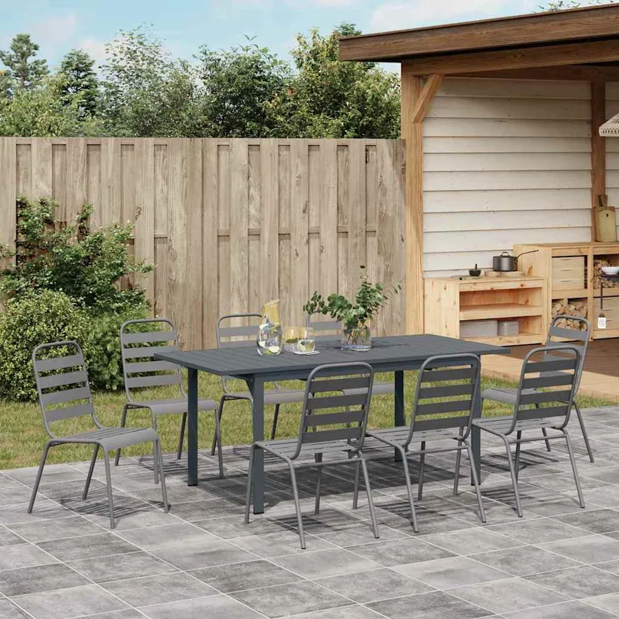 Ensemble de salle à manger pour jardin 9 pcs Anthracite - 4
