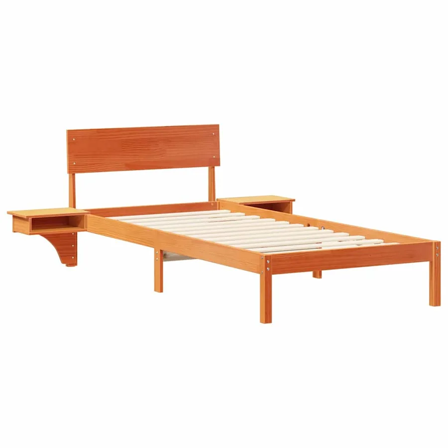 Cadre de lit avec tête de lit Brun cire 100 x 200 cm Pin massif - 4