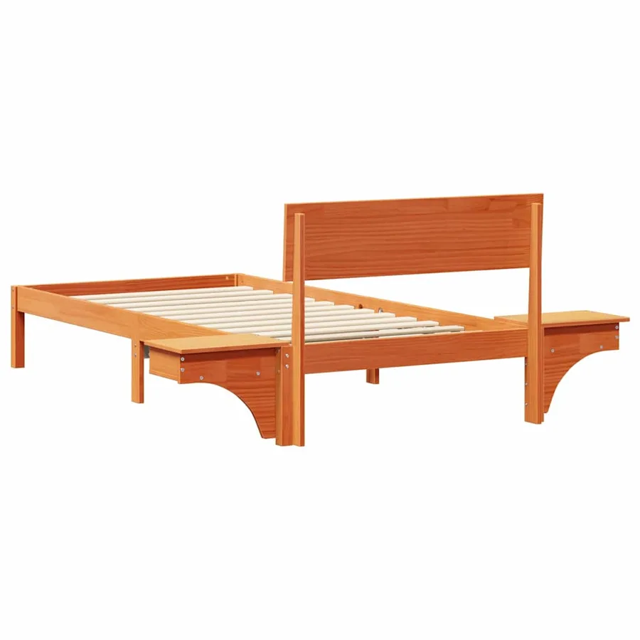 Cadre de lit avec tête de lit Brun cire 100 x 200 cm Pin massif - 7
