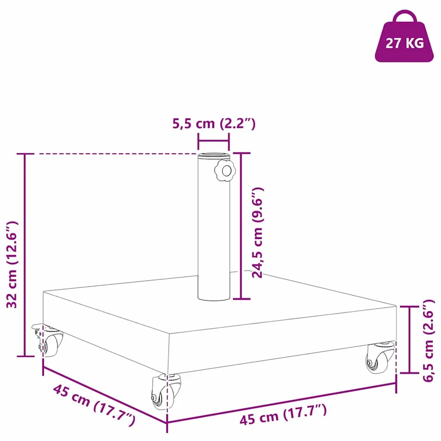 Pied de parasol Bois Clair 45 x 45 x 31,5 cm - 13