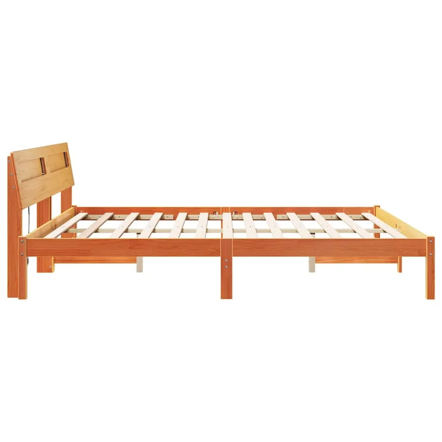 Cadre de lit avec tête de lit Brun cire 180 x 200 cm Pin massif - 6