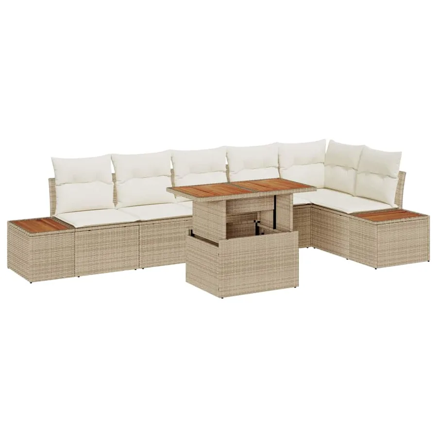 Ensemble de canapé de jardin 7 pcs Beige Poly rotin - 2