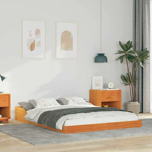 Cadre de lit Brun cire 120 x 200 cm Pin massif
