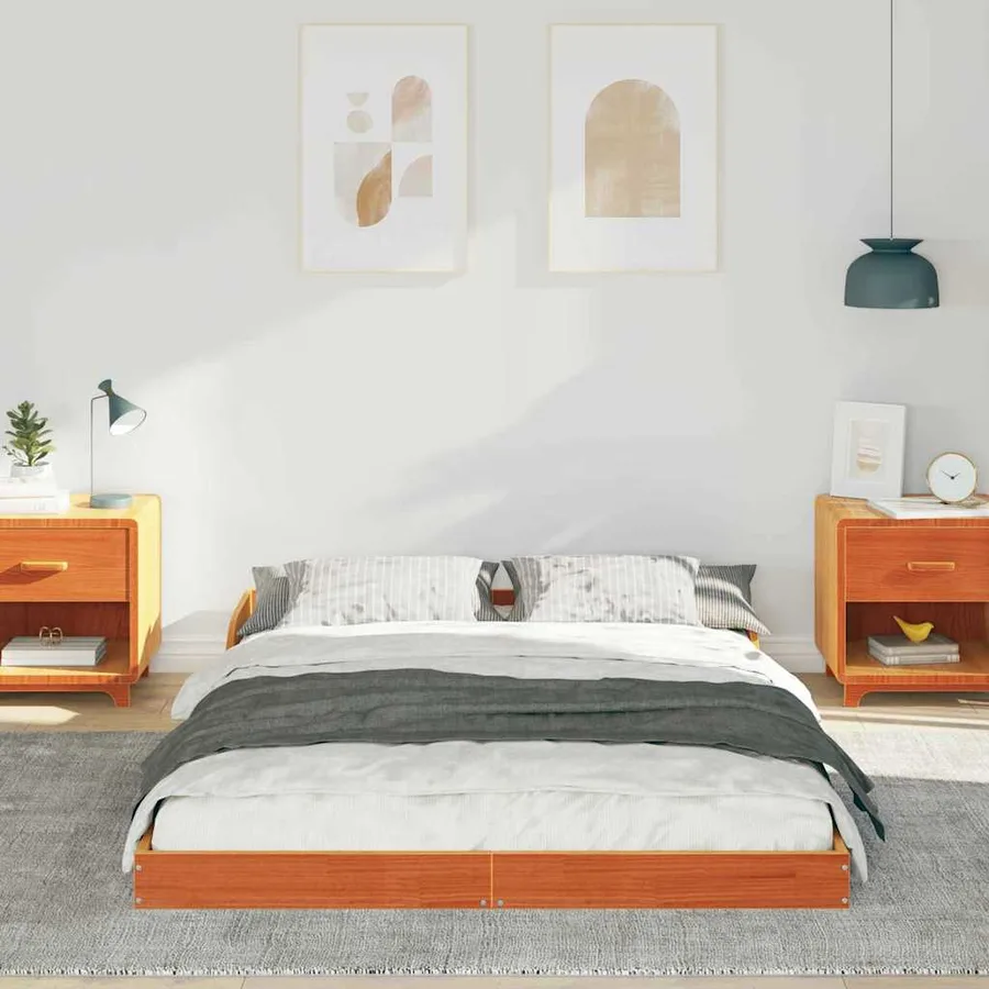 Cadre de lit Brun cire 120 x 200 cm Pin massif - 3