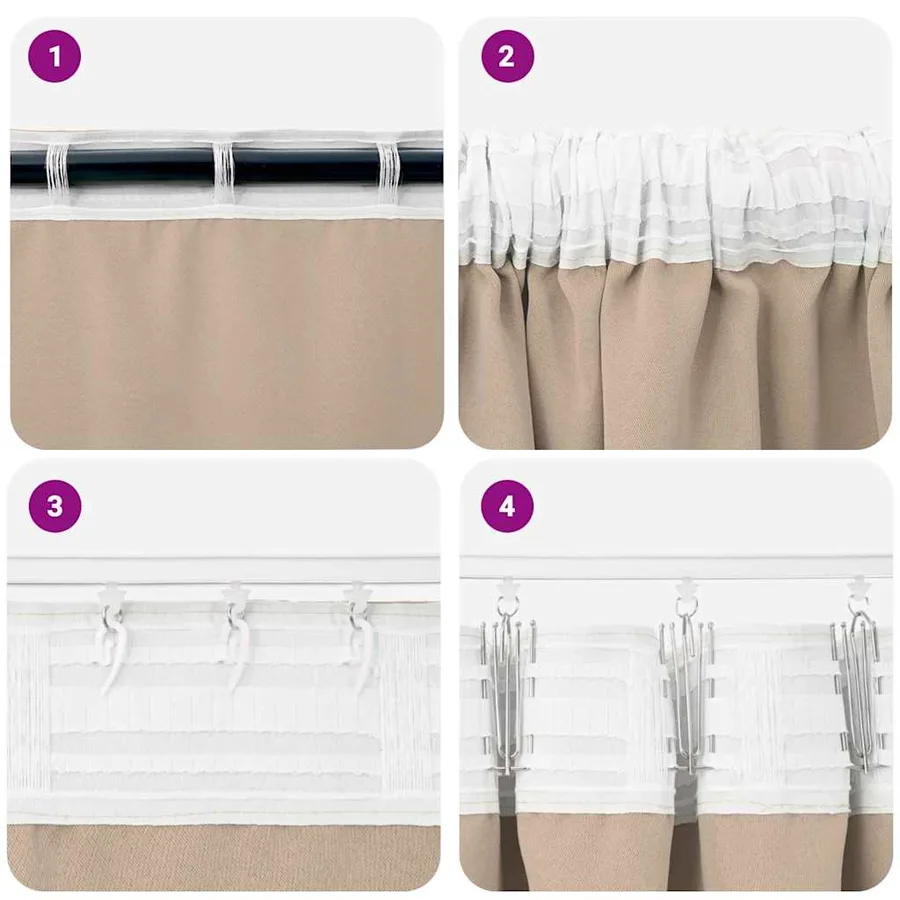 Rideaux occultants avec anneaux 2 pcs Taupe 140 x 140 cm - 7