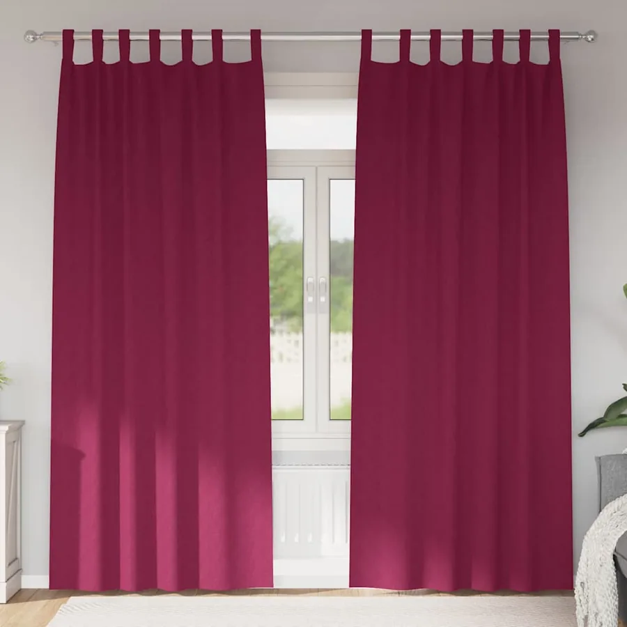 Rideaux occultants avec anneaux 2 pcs Bordeaux 245 x 140 cm