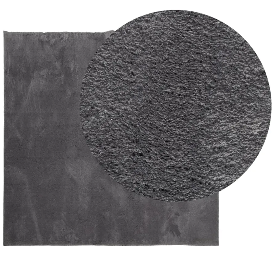 Tapis HUARTE à poils courts doux lavable anthracite 120x120 cm - 3