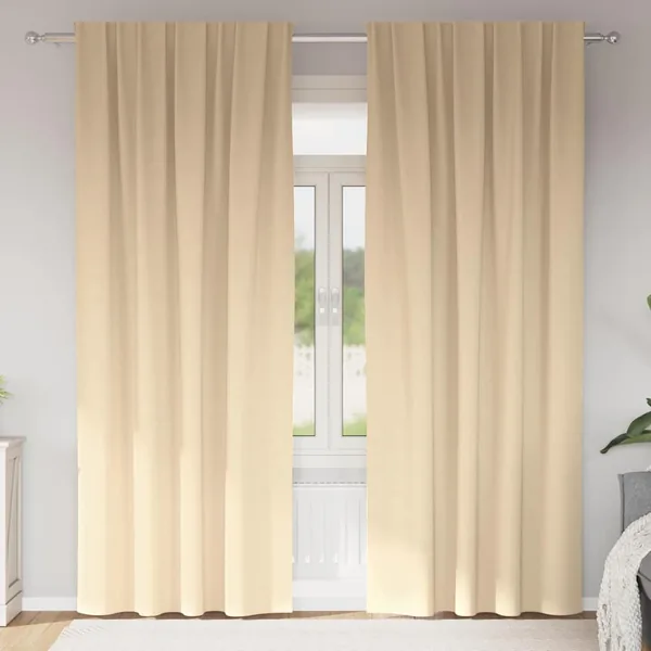 Rideaux occultants avec anneaux 2 pcs Crème 245 x 140 cm