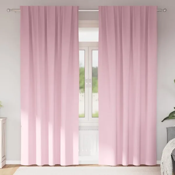 Rideaux occultants avec anneaux 2 pcs Rose bébé 260 x 140 cm