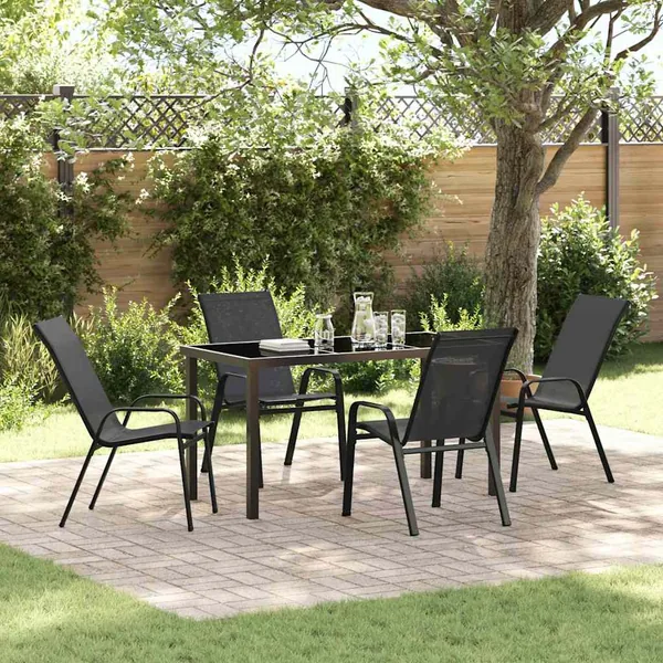 Ensemble de salle à manger pour jardin 5 pcs Noir