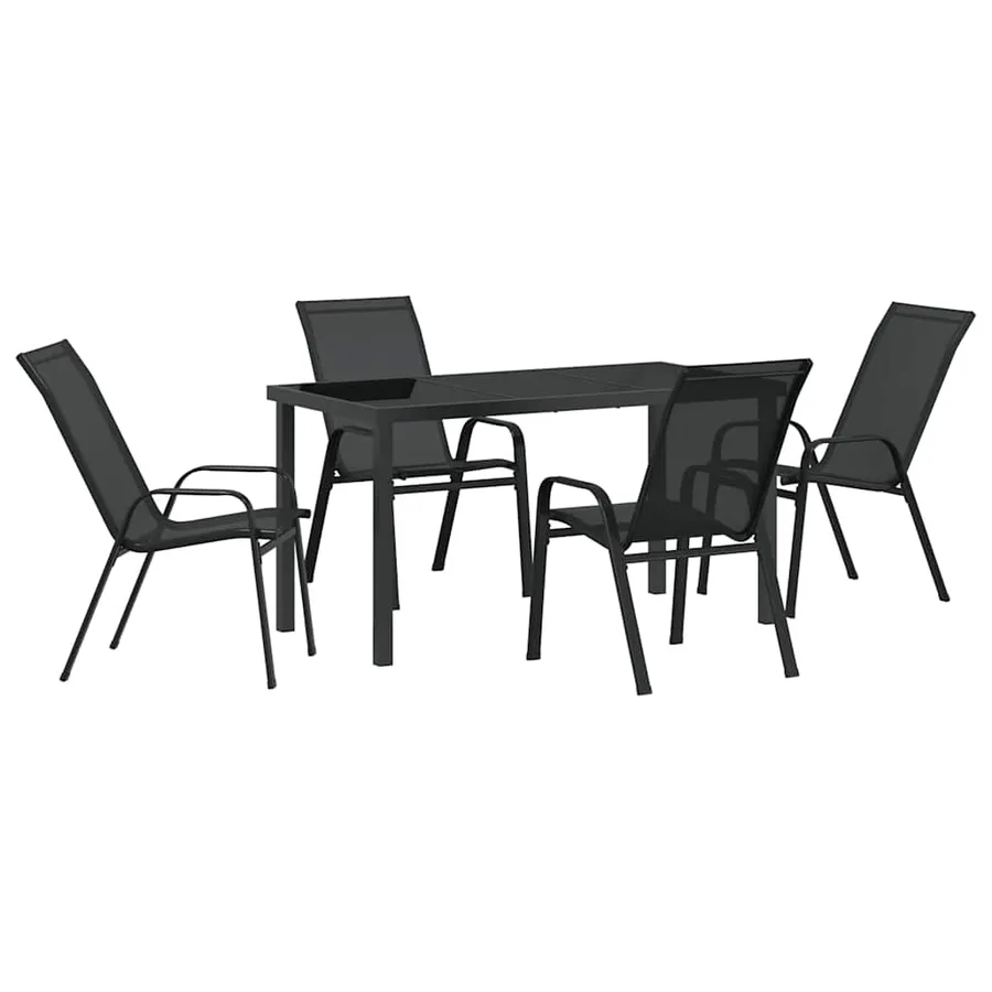 Ensemble de salle à manger pour jardin 5 pcs Noir - 2